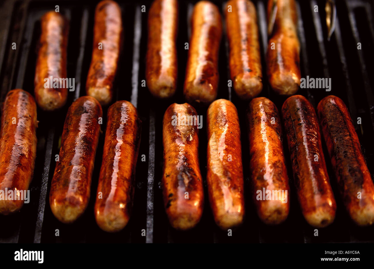 PORK SAUSAGES ON A BARBECUE UK Stock Photo Alamy