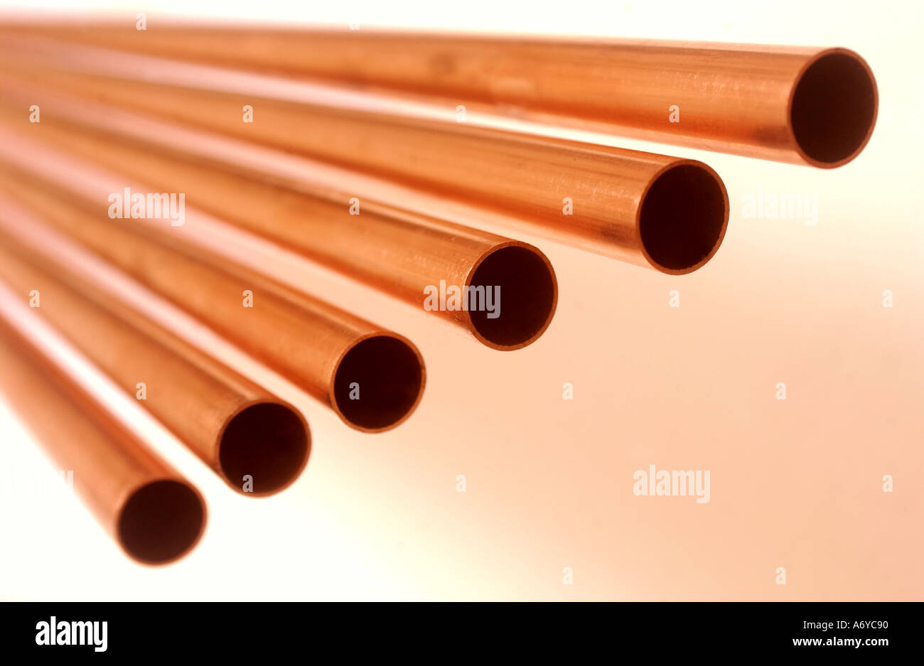SIX LENGTHS OF COPPER PIPING Stock Photo Alamy