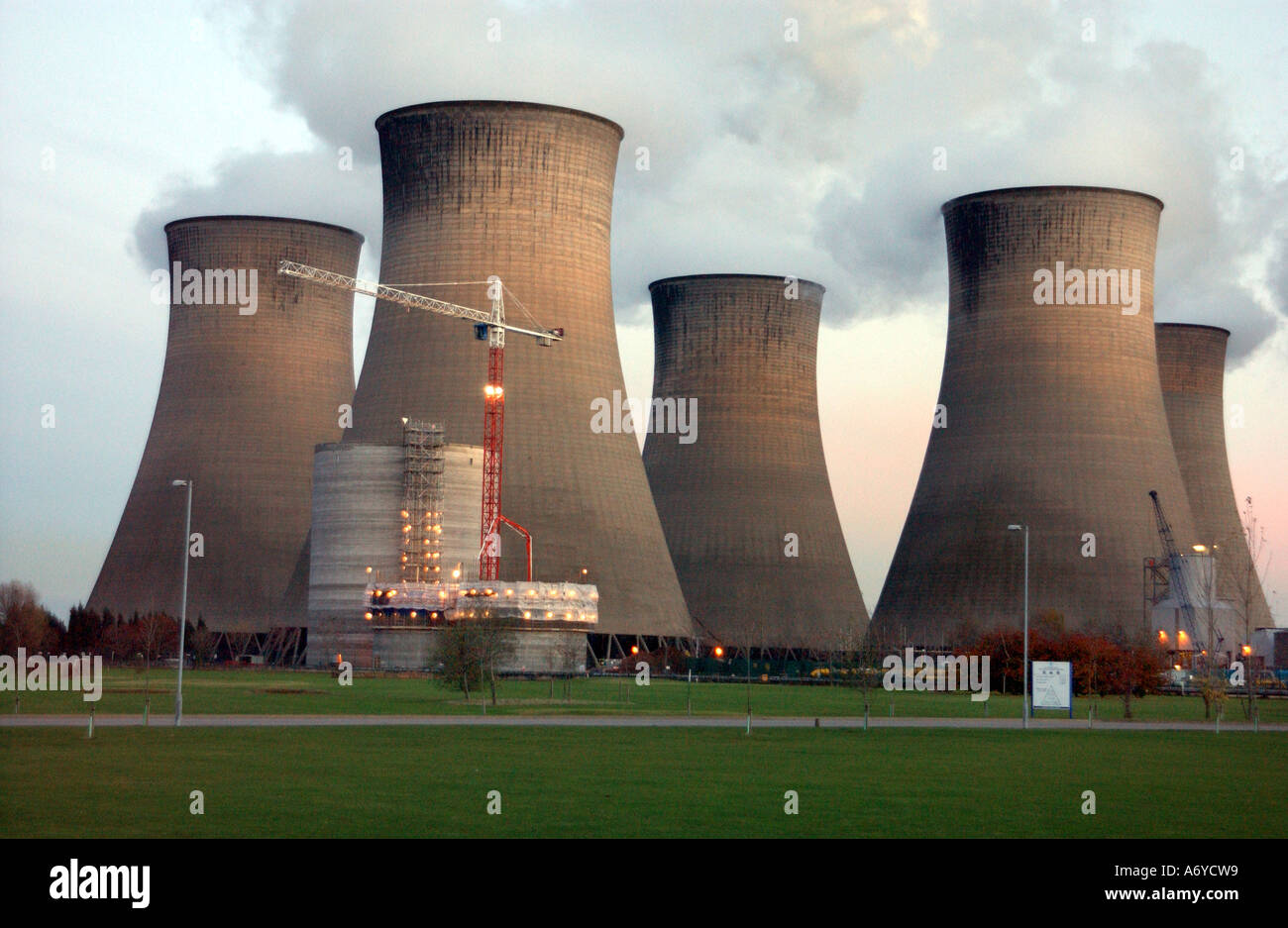 The Cooling Towers at the Cottam Power Plant in the village of Cottam in Nottinghamshire Stock