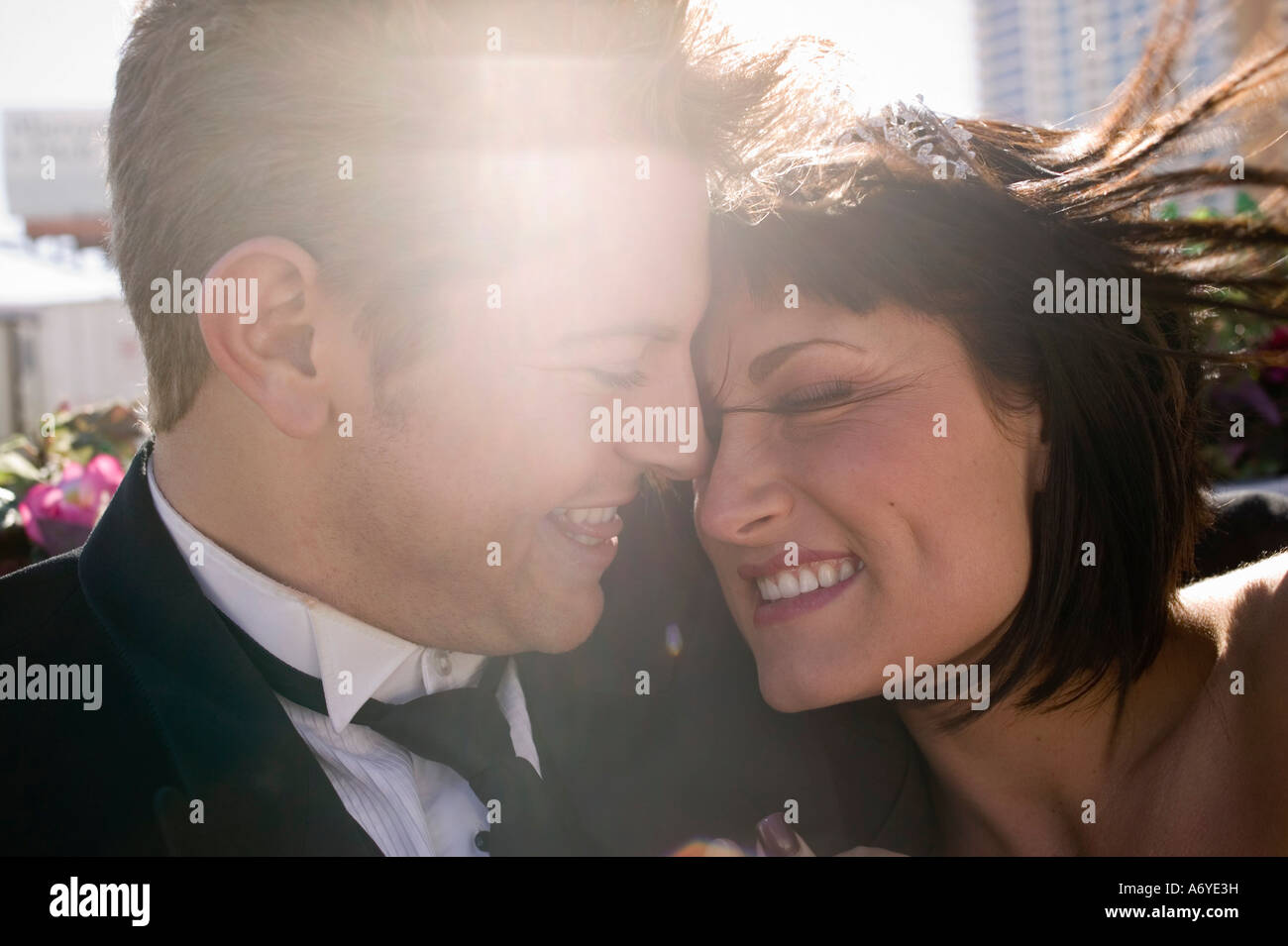 Bride and groom sitting together in a convertible car Stock Photo - Alamy