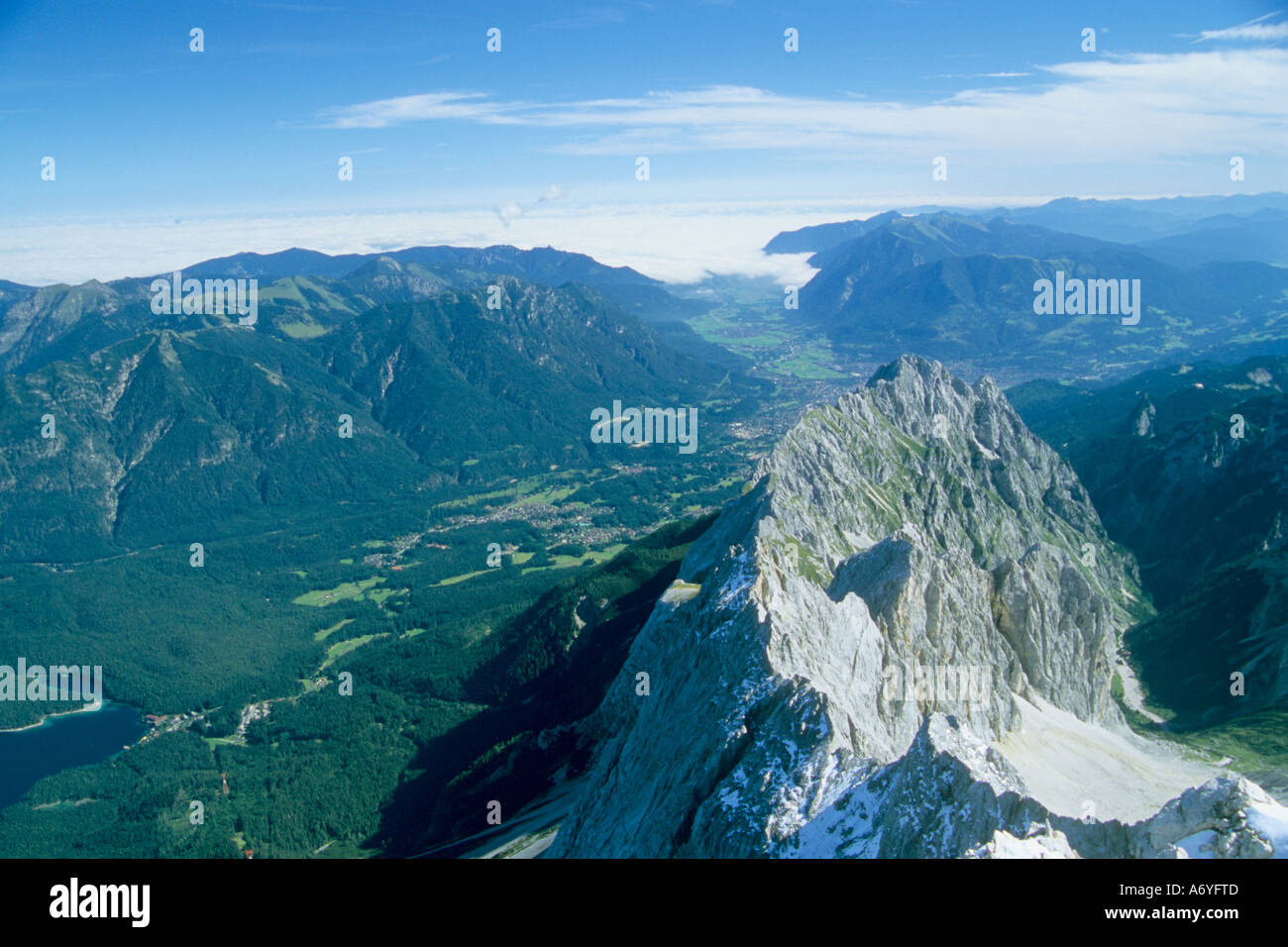 Austria Germany Alps view from Zugspitze Peak Stock Photo - Alamy