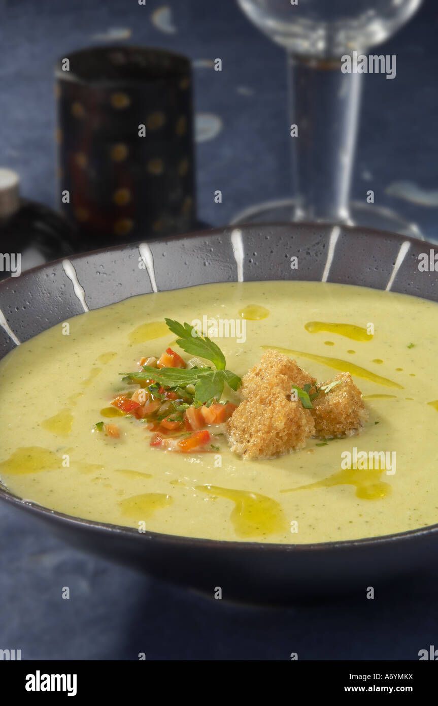 Chilled cream of courgette soup Stock Photo Alamy