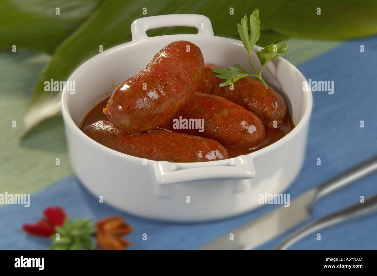 Chorizo sausage in cider Stock Photo Alamy