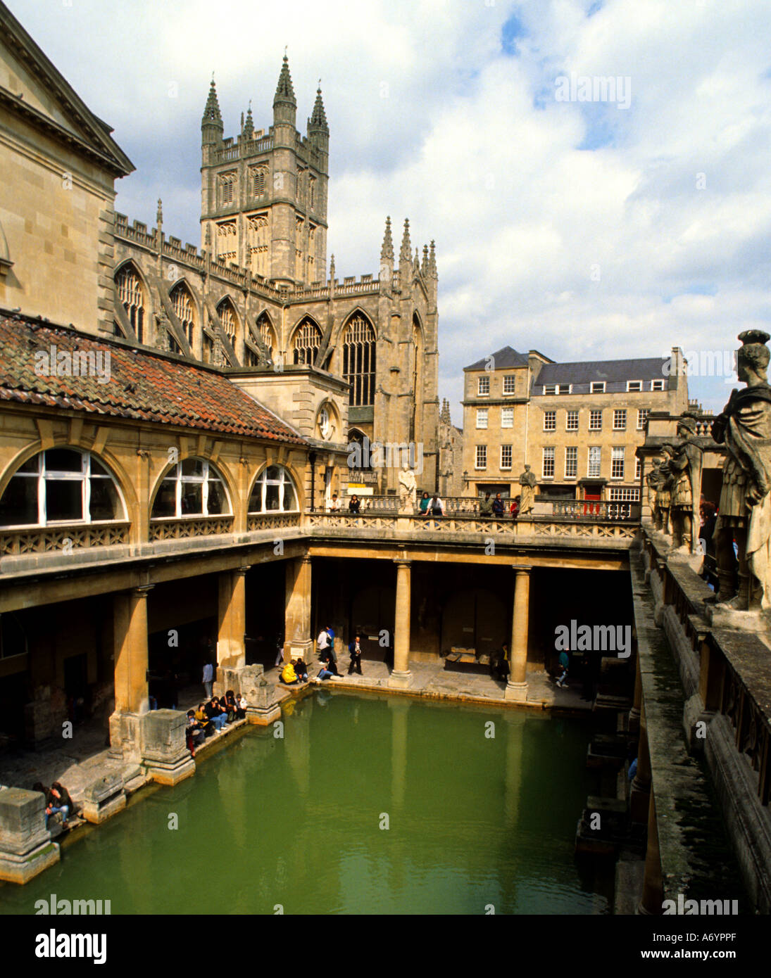 Roman Bath historic  England Museum Spa Hot Spring Stock Photo