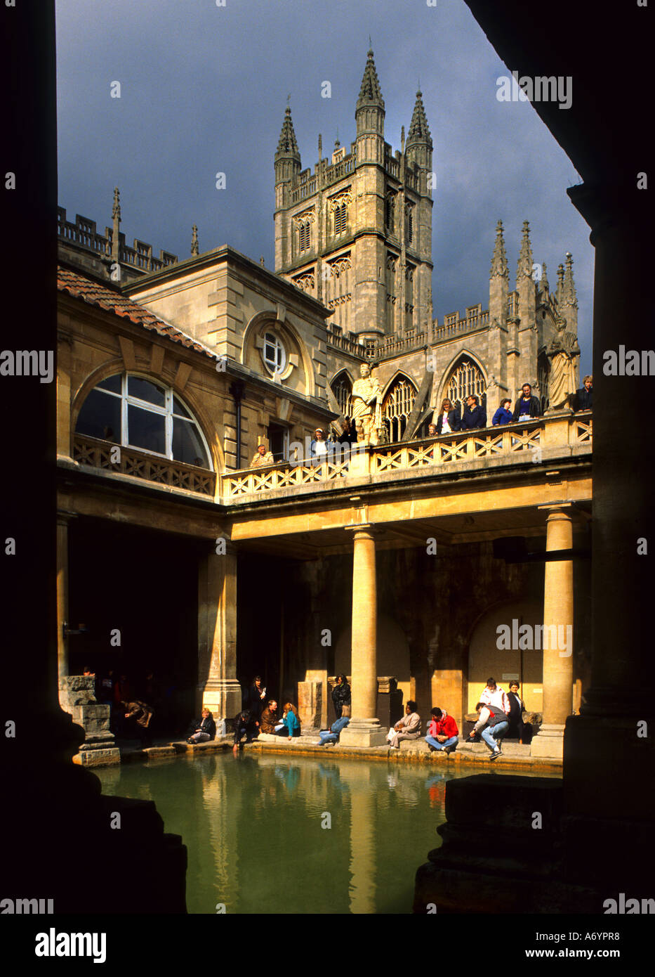 Roman Bath historic  England Museum Spa Hot Spring Stock Photo