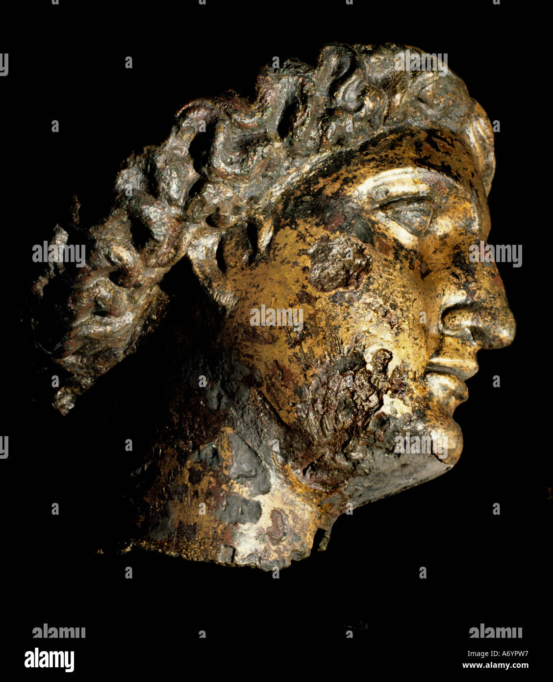 Roman Bath historic England Museum Spa rome mask Stock Photo