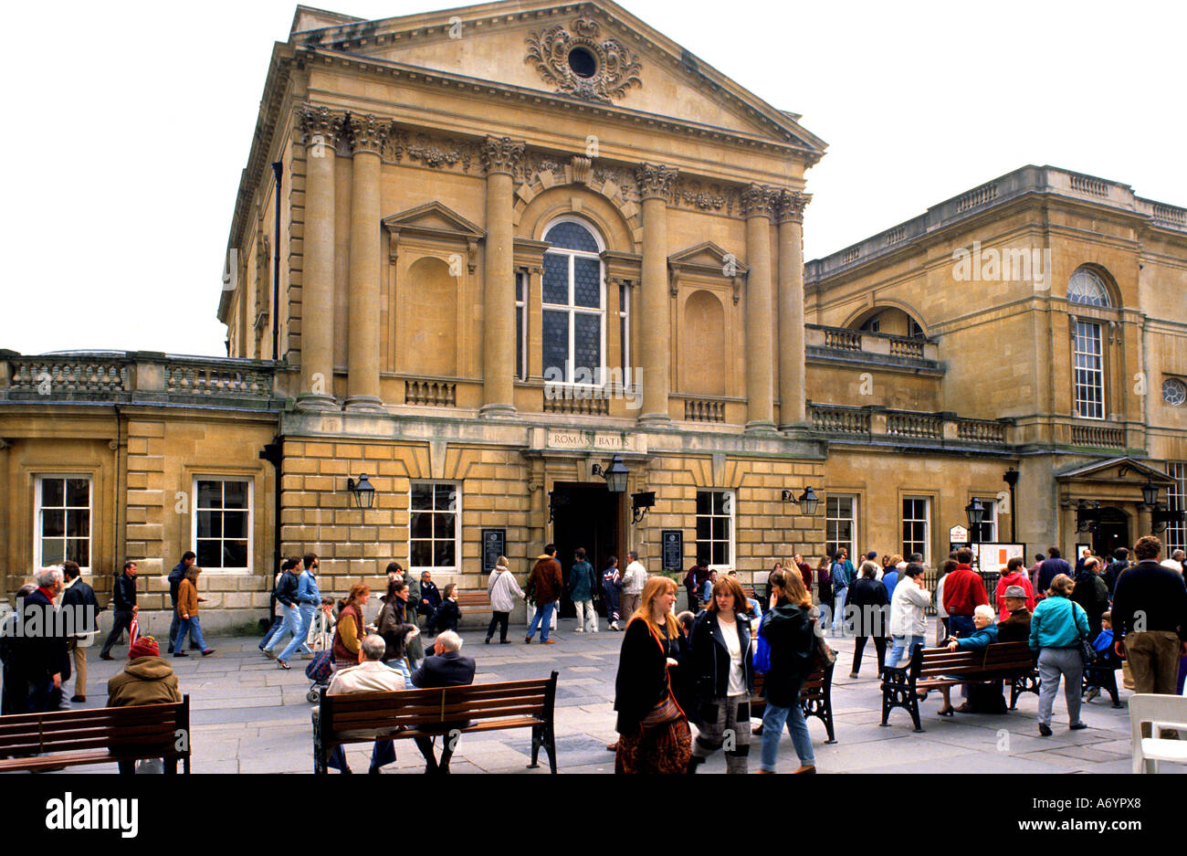 The Roman Bath and Abbey at the historic city of Bath Stock Photo