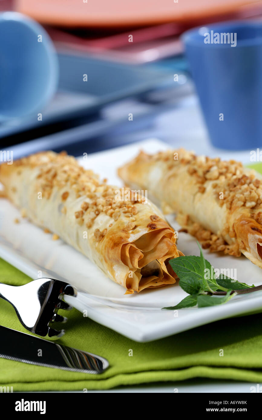 Bananas wrapped with brik pastry Stock Photo - Alamy