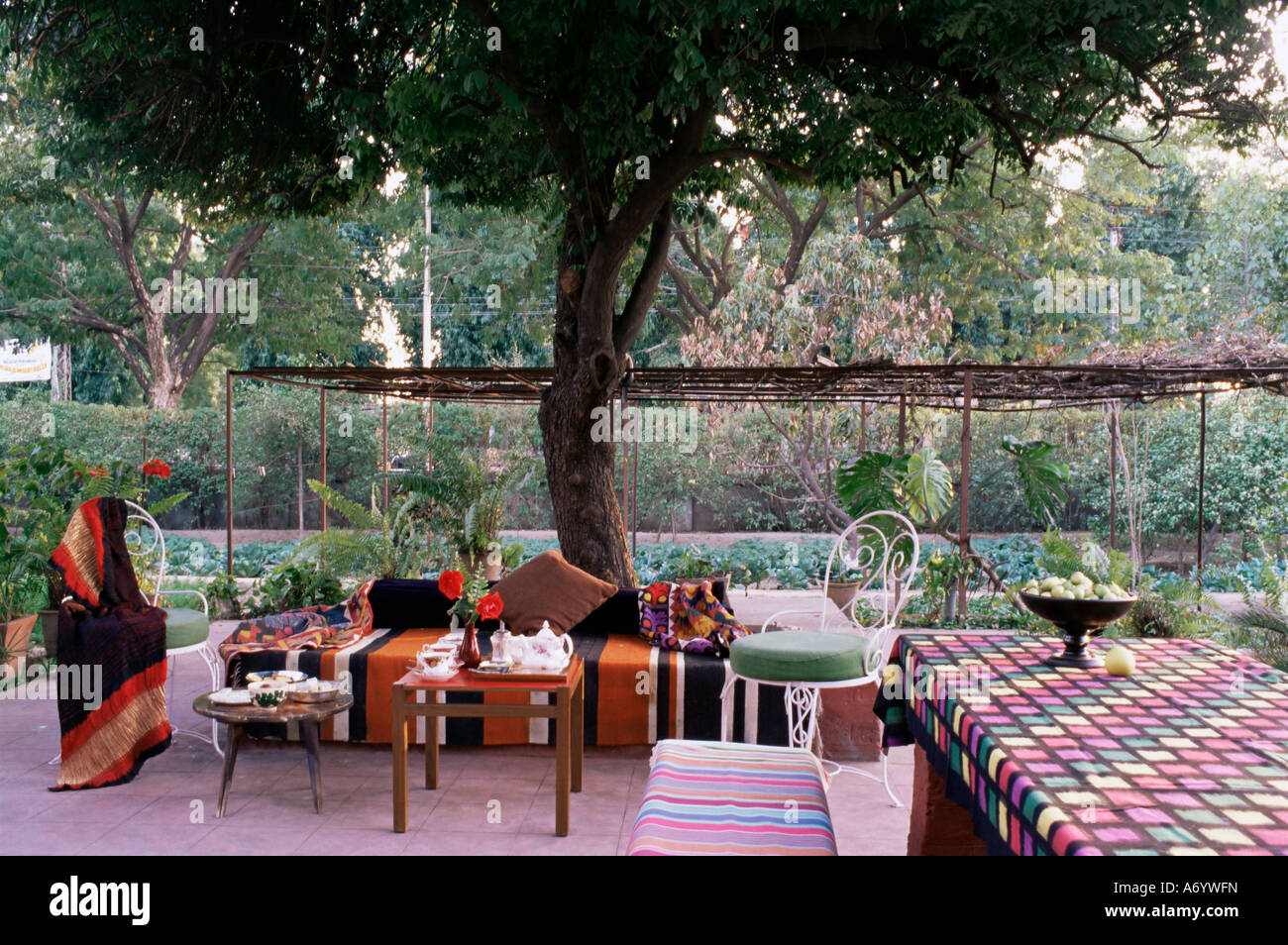 Al fresco lunch Artist s house in Jaipur Rajasthan state India Asia ...