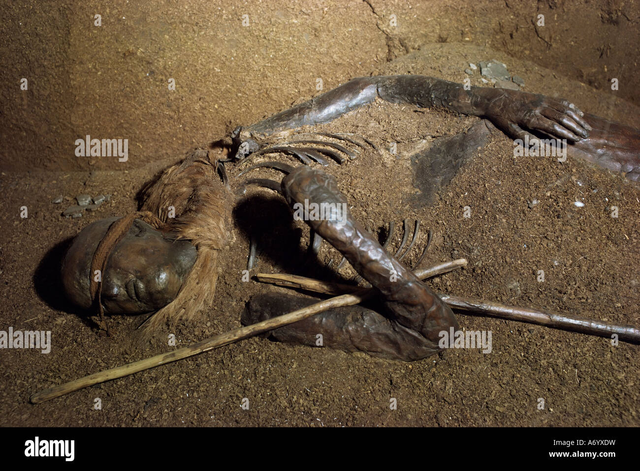 Early Iron Age blindfolded girl from Windeby Bog Germany Europe Stock Photo