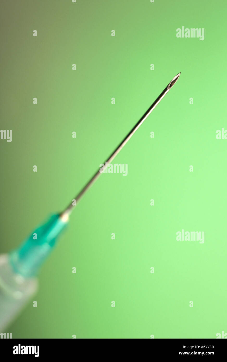 Hyperdermic needle close up. Vaccination. Vaccine Stock Photo
