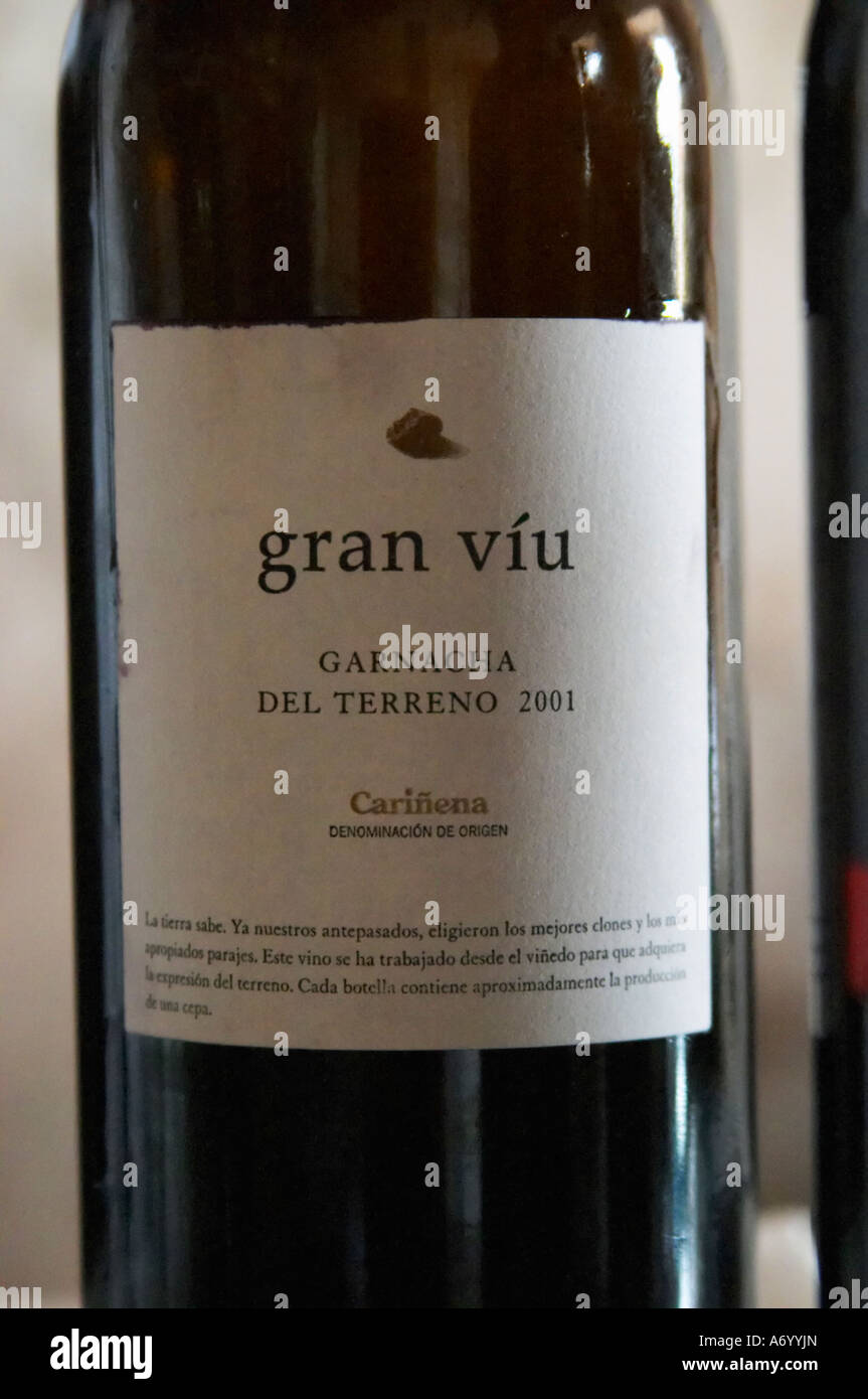 Gran Viu Garnacha del Terreno Carinena. Vinedos y Bodegas Pablo SC.  Spain Europe. Bottle. Stock Photo