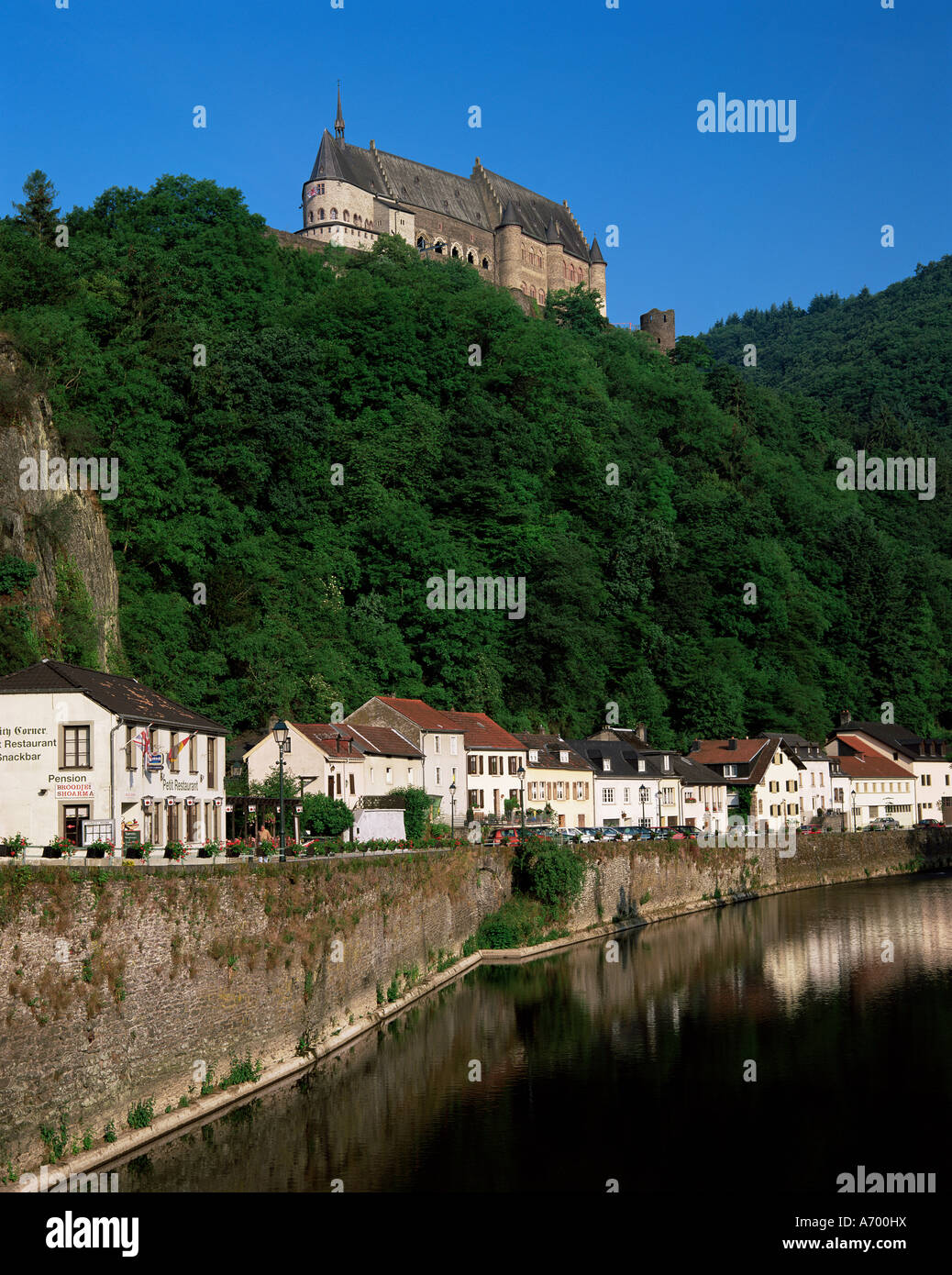 Vianden town and castle Vianden Luxembourg Europe Stock Photo - Alamy