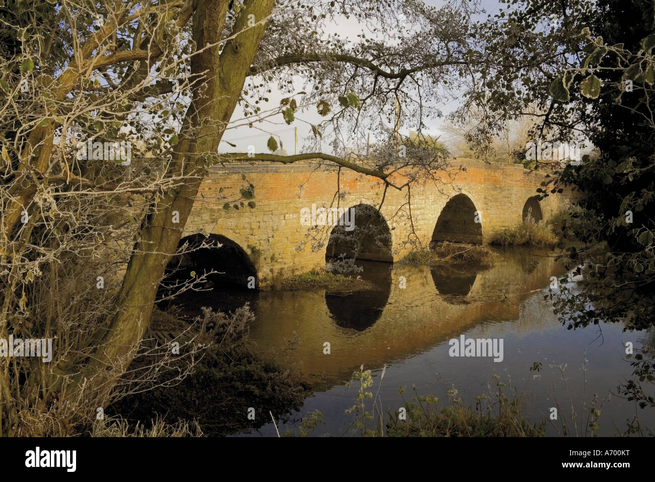 Medieval bridge over the River Arrow Alcester Warwickshire Midlands