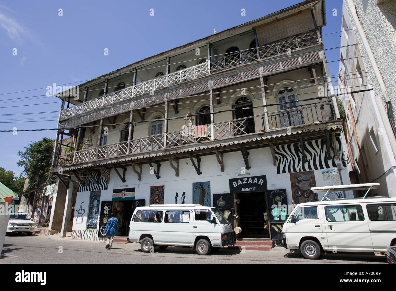 Traditional Swahili buildings in Old Town Mombasa Kenya East Africa Stock Photo