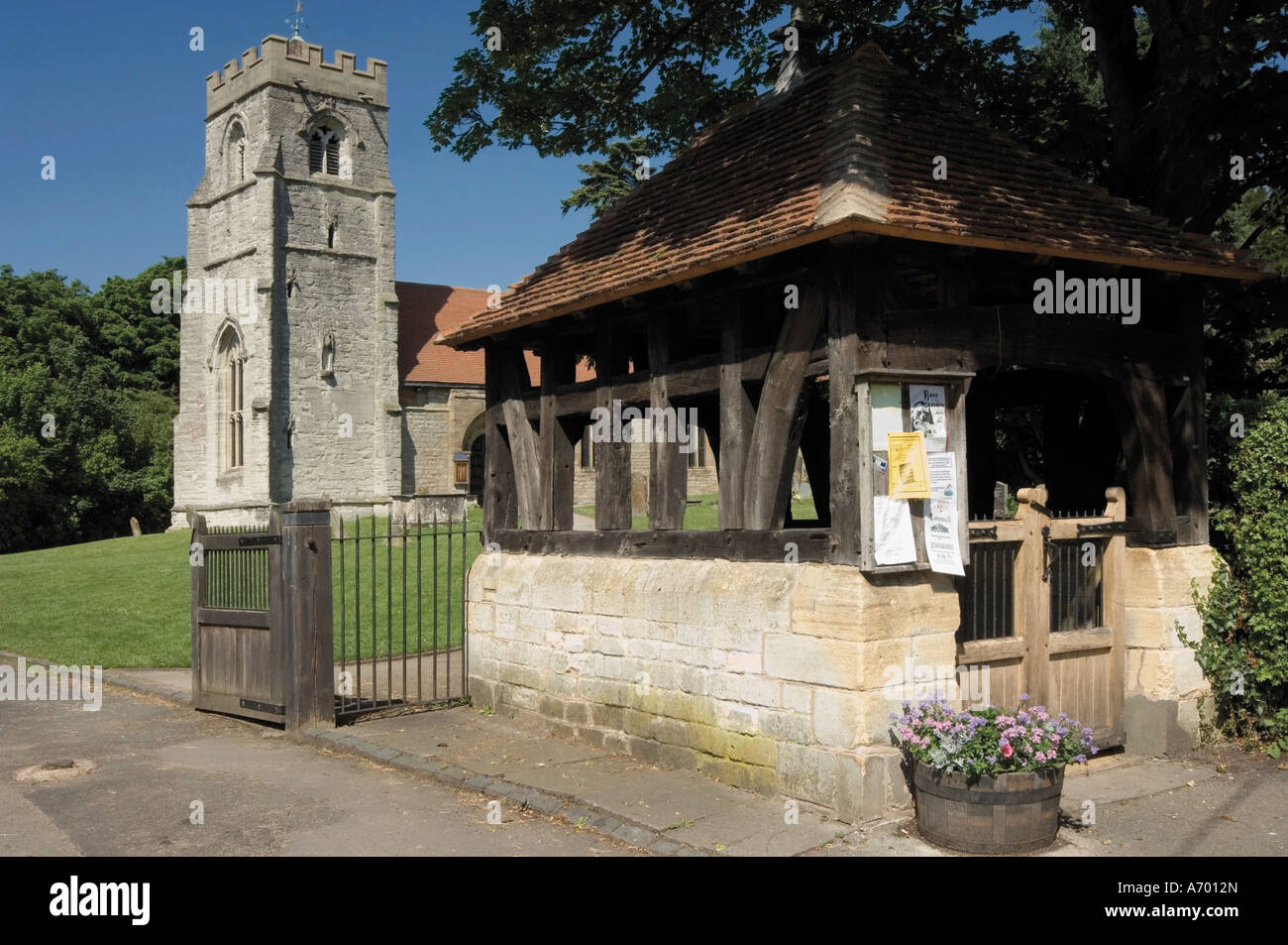 Lych gate church of St Nicholas Henley in Arden Warwickshire Midlands England United Kingdom Europe Stock Photo