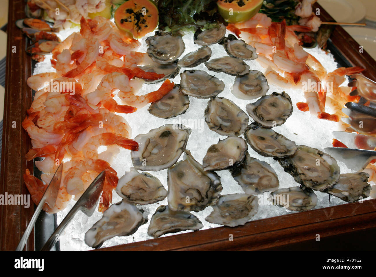 Hollywood Florida,Westin Diplomat Resort,food display sale shrimp,prawn,prawn,oysters,FL060210057 Stock Photo