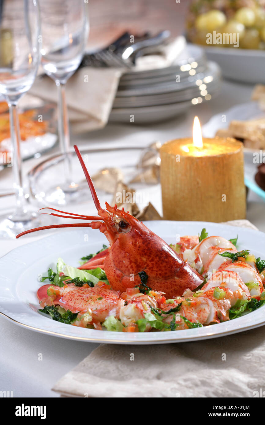 Lobster salad Christmas dish Stock Photo Alamy