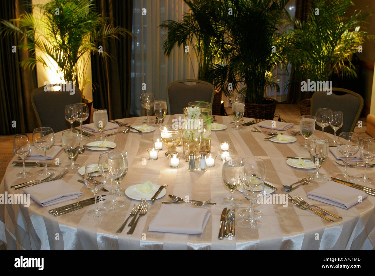 Hollywood Florida,Westin Diplomat Resort,table setting,candles,banquet,FL060210090 Stock Photo