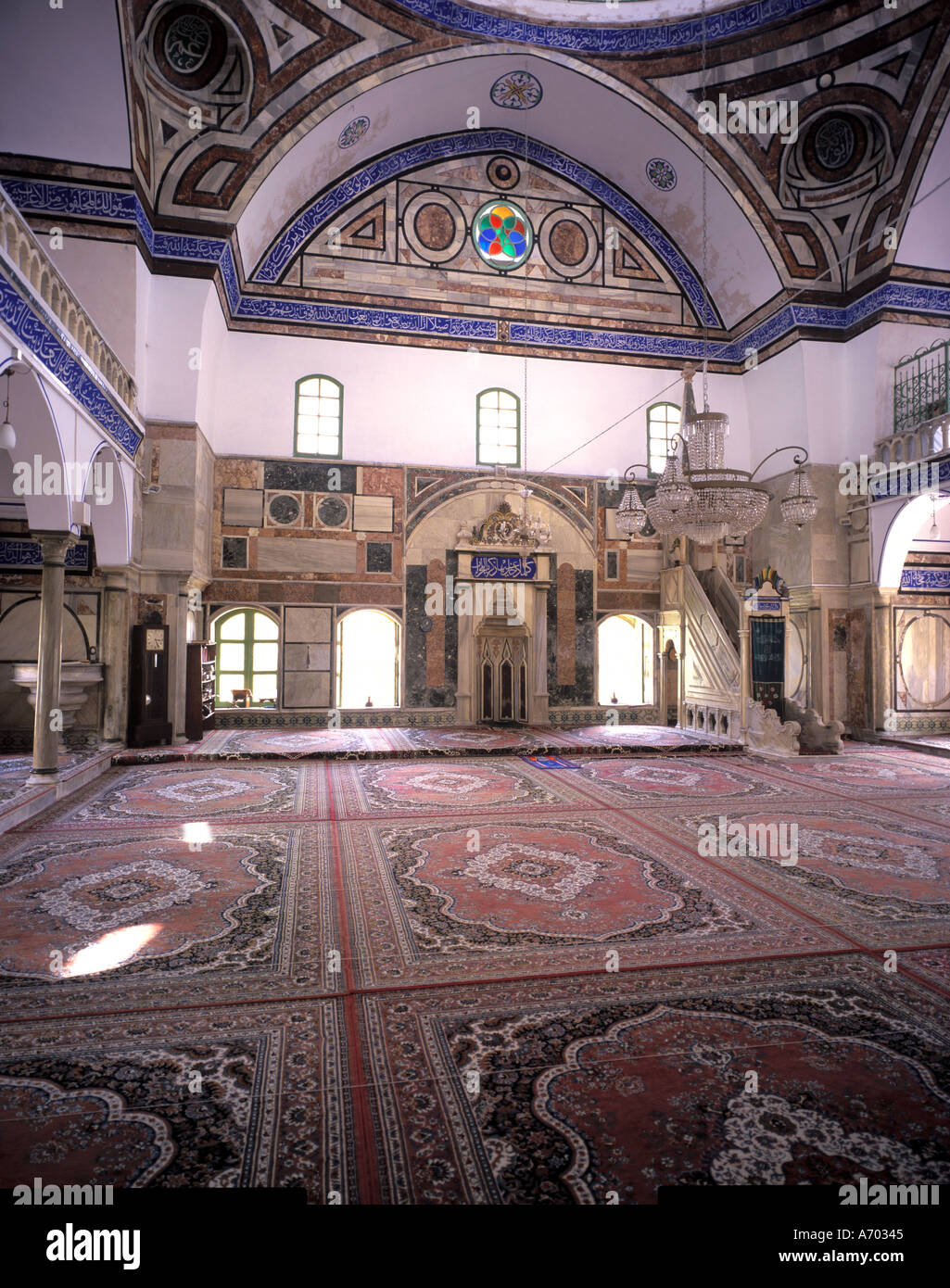 Interior of El Jeazar Mosque at Acre or Akko in Israel Stock Photo
