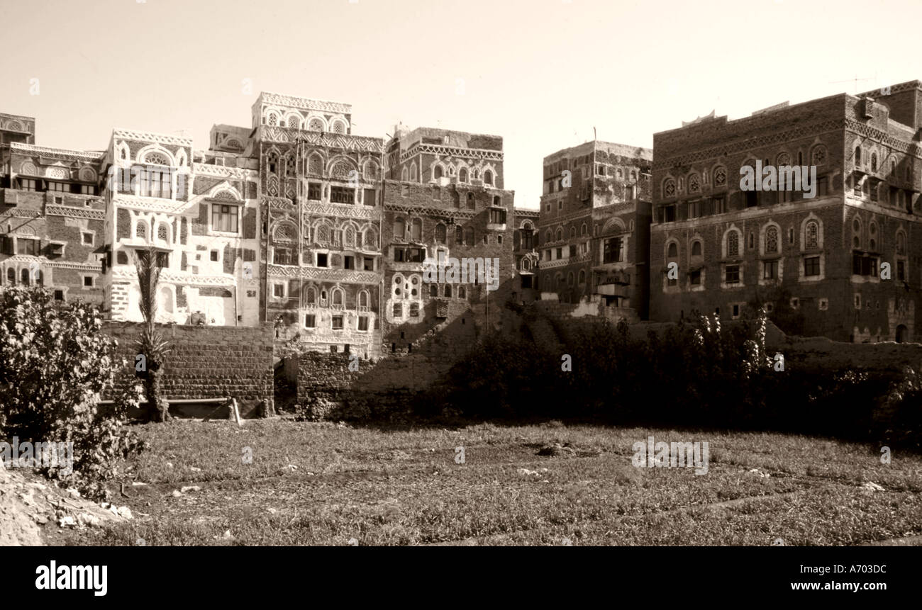 Jemen Yemen Sana Sanaa Traditional Houses Garden City Skyline