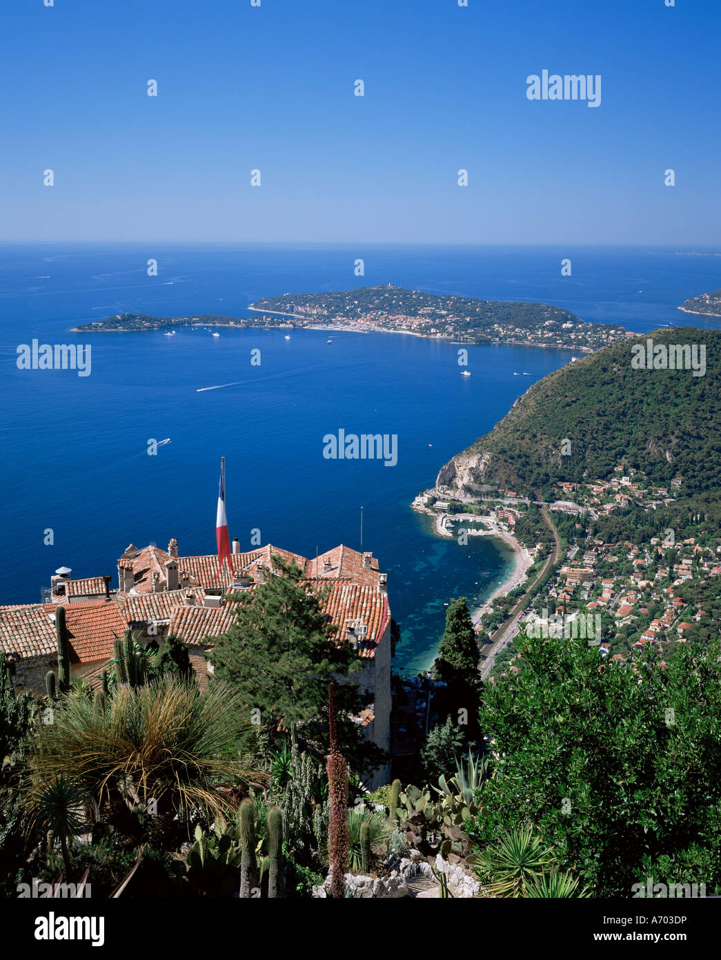 Eze and St Jean Cap Ferrat Cote d Azur Provence France Mediterranean Europe Stock Photo