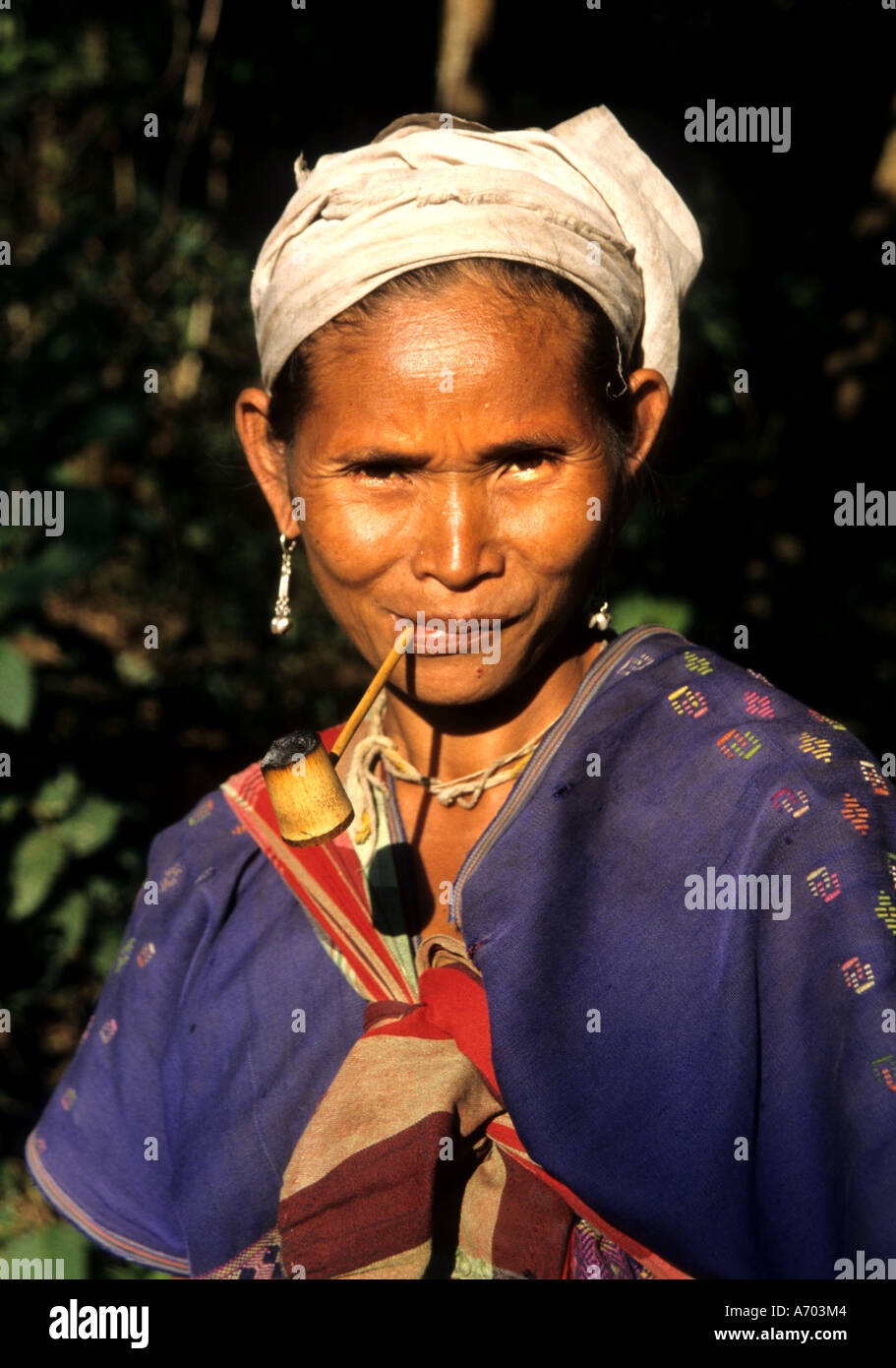Woman pipe Thailand Chiang Mai drugs drug opium Stock Photo