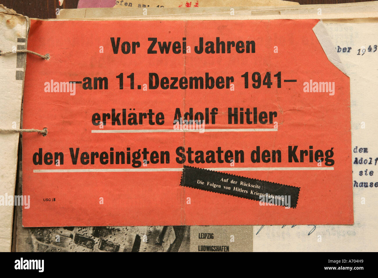 Mannheim, DEU, 17.03.2005, handbill of the Allies dropped off at the end of the 2. World War Stock Photo