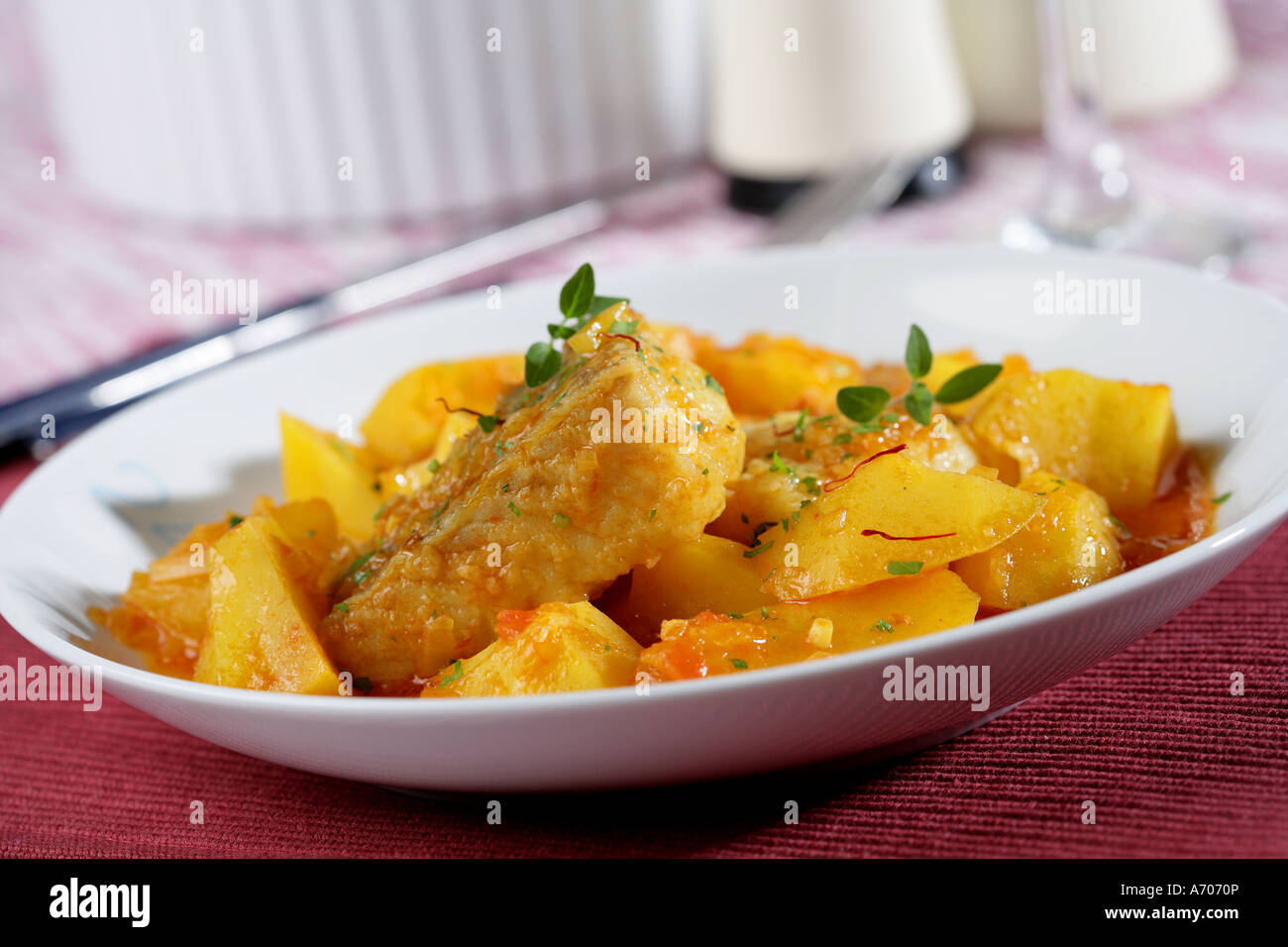 Cod with potatoes Stock Photo - Alamy
