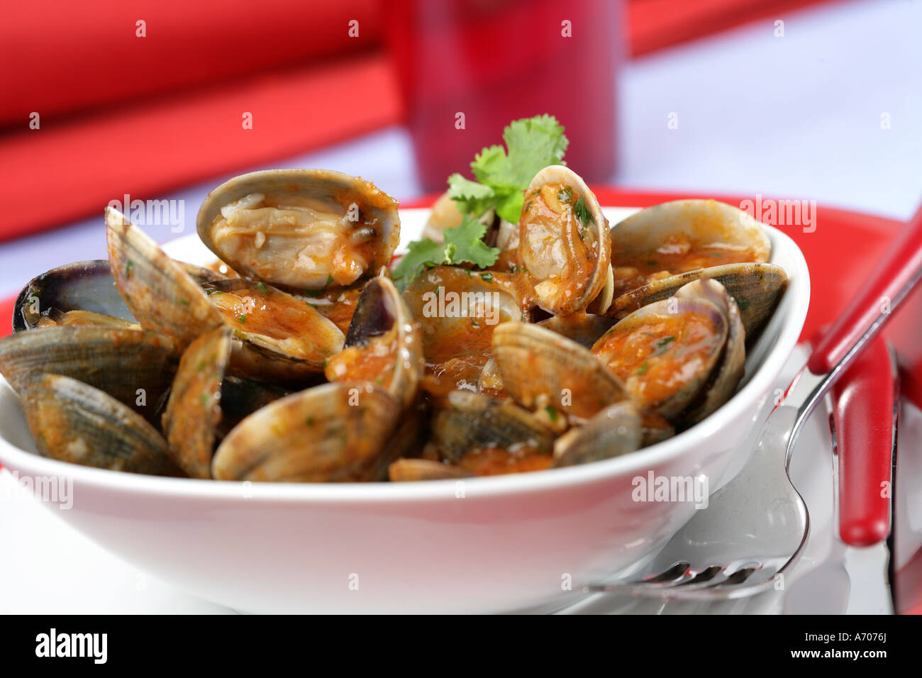 Clams marinara style Stock Photo Alamy