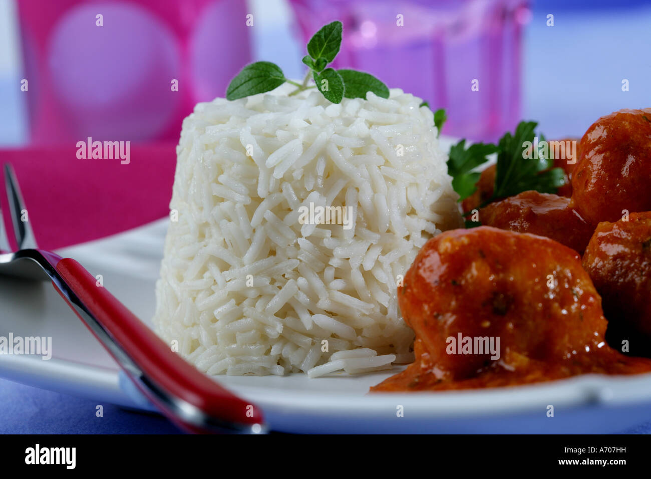 Rice with meatballs Stock Photo - Alamy