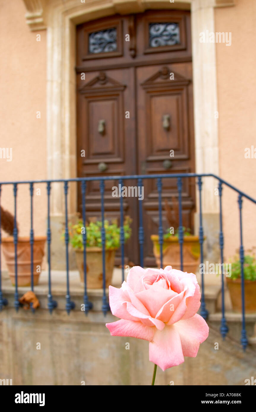 Chateau Mansenoble In Moux Les Corbieres Languedoc A Door Rose Flower France Europe Stock Photo Alamy