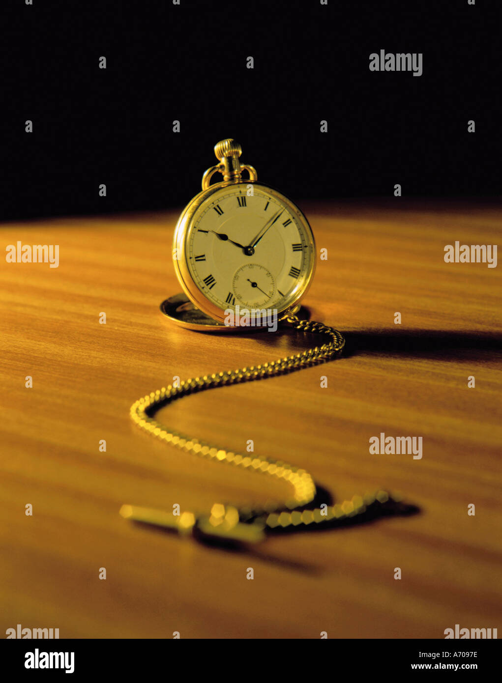 Gold pocket watch and chain Stock Photo Alamy