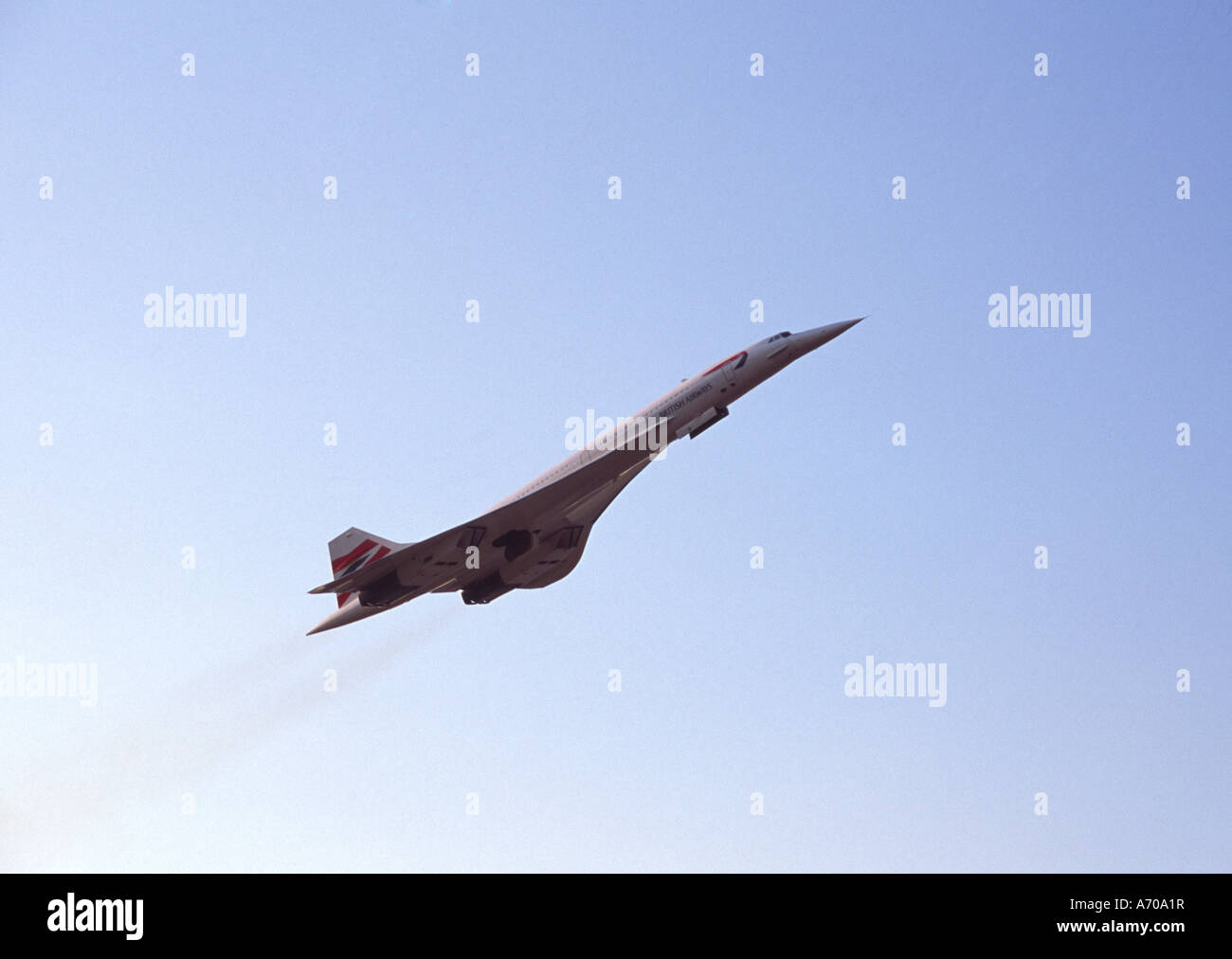 BA British Airways Concorde supersonic delta wing passenger commercial aircraft in flight from