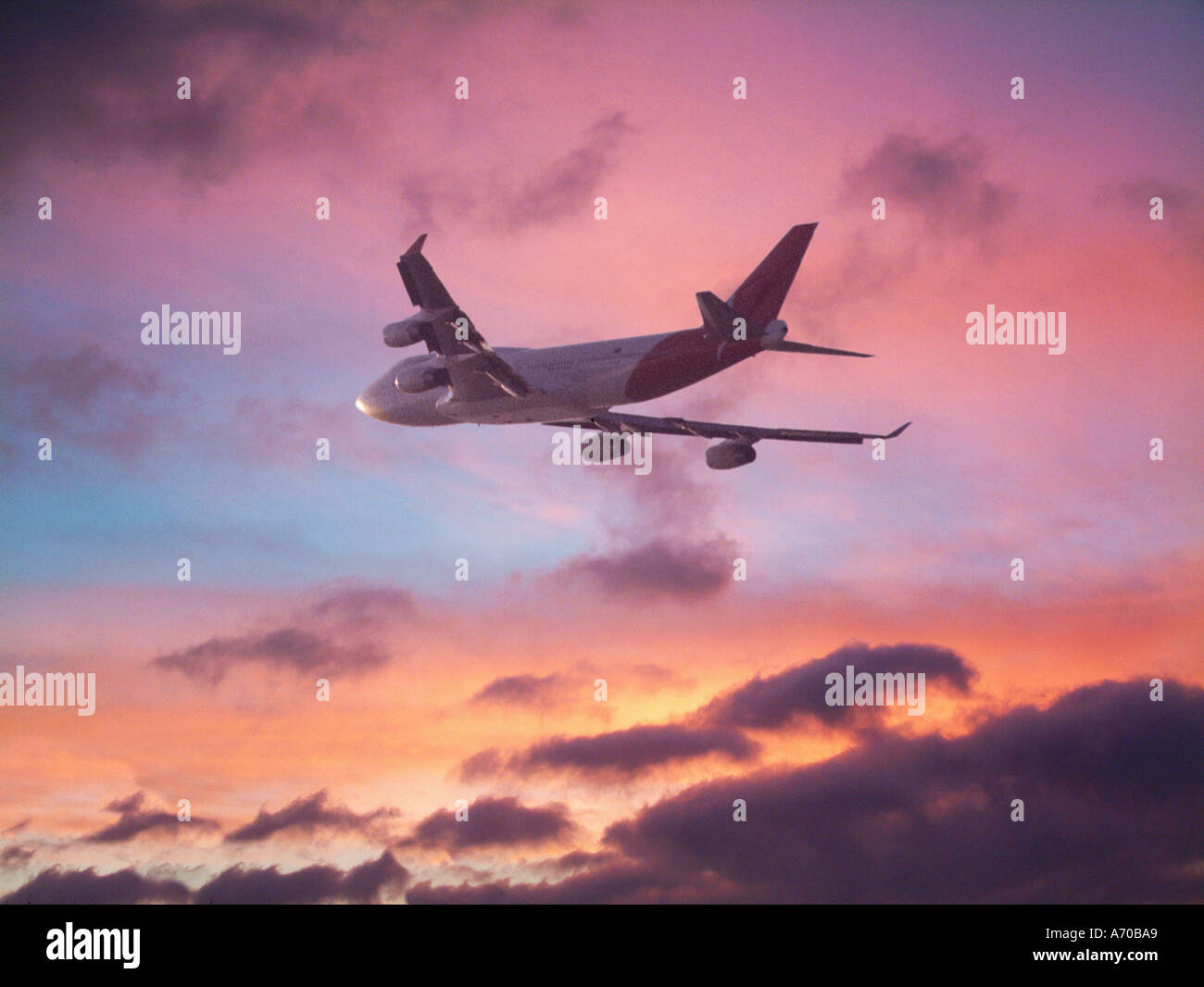 Passenger Aircraft in Flight Stock Photo