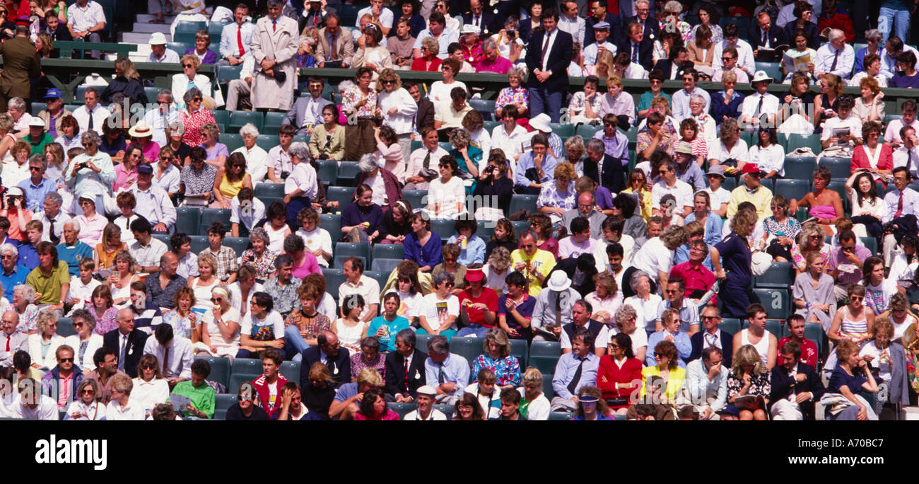 Crowd at Centre Court Wimbledon Tennis Club London England Stock Photo