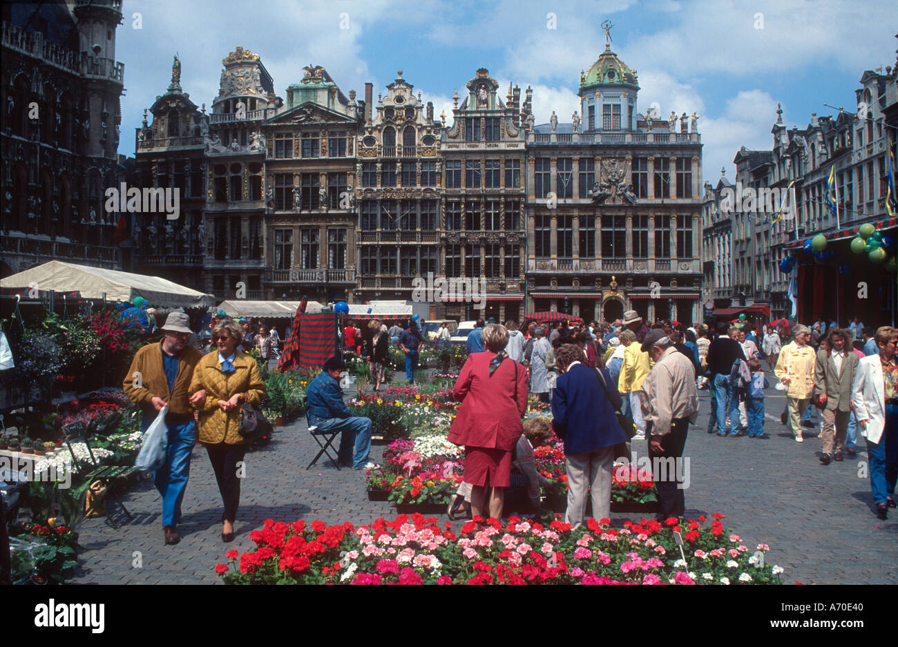 Grand Place Flower Market Brussels Belgium Stock Photo Alamy