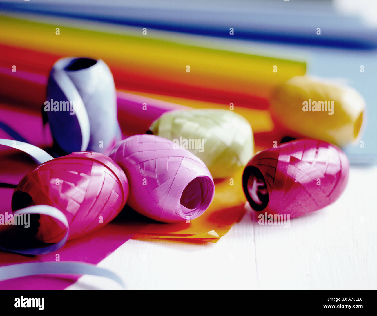 Gift wrapping paper and ribbon Stock Photo Alamy