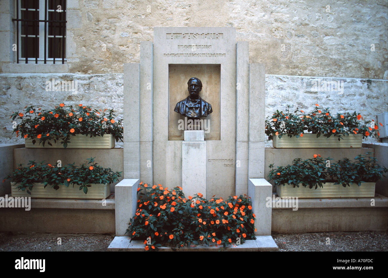 Bust of Louis Pasteur at Dôle Stock Photo