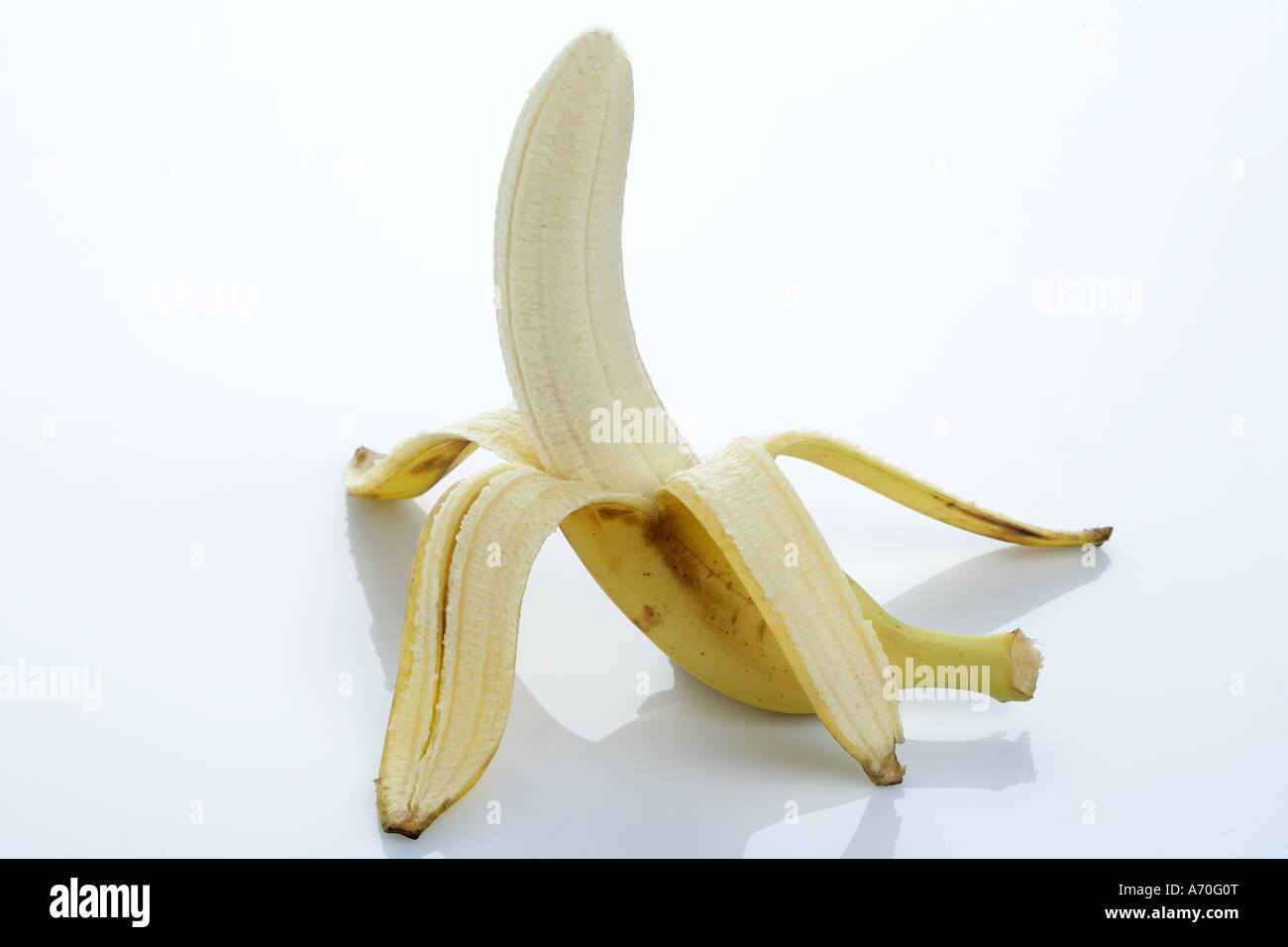 Peeled Canary Island banana Stock Photo Alamy