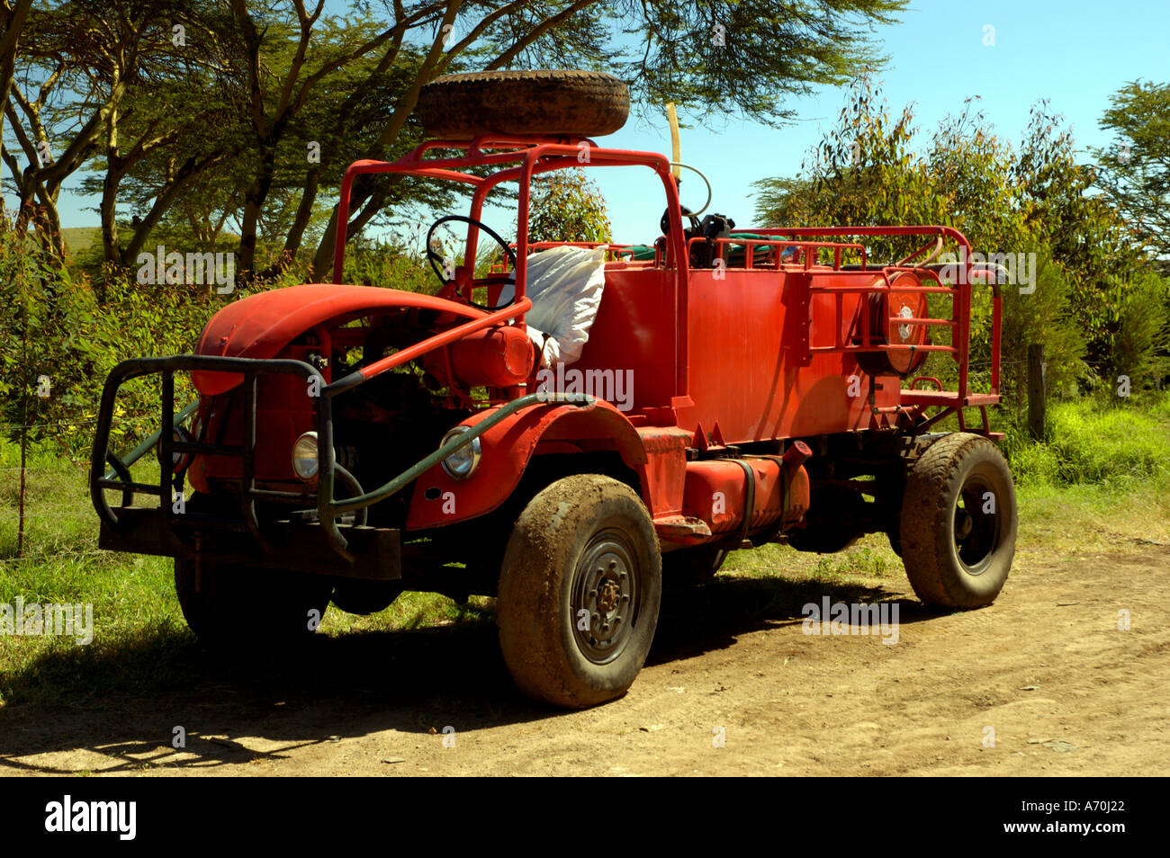 A homemade fire engine built for fighting bushfires on Mount Kenya