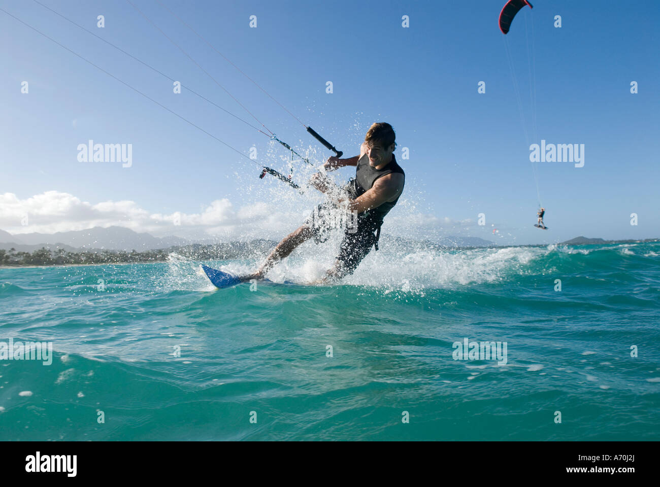 Kitesurfing, Kailua Bay, Oahu, Hawaii Stock Photo Alamy