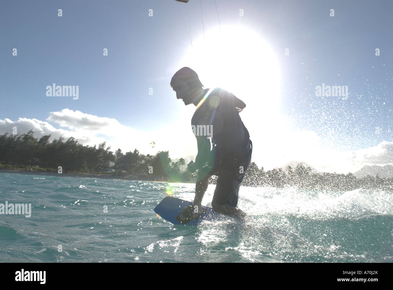 Kitesurfing, Kailua Bay, Oahu, Hawaii Stock Photo Alamy