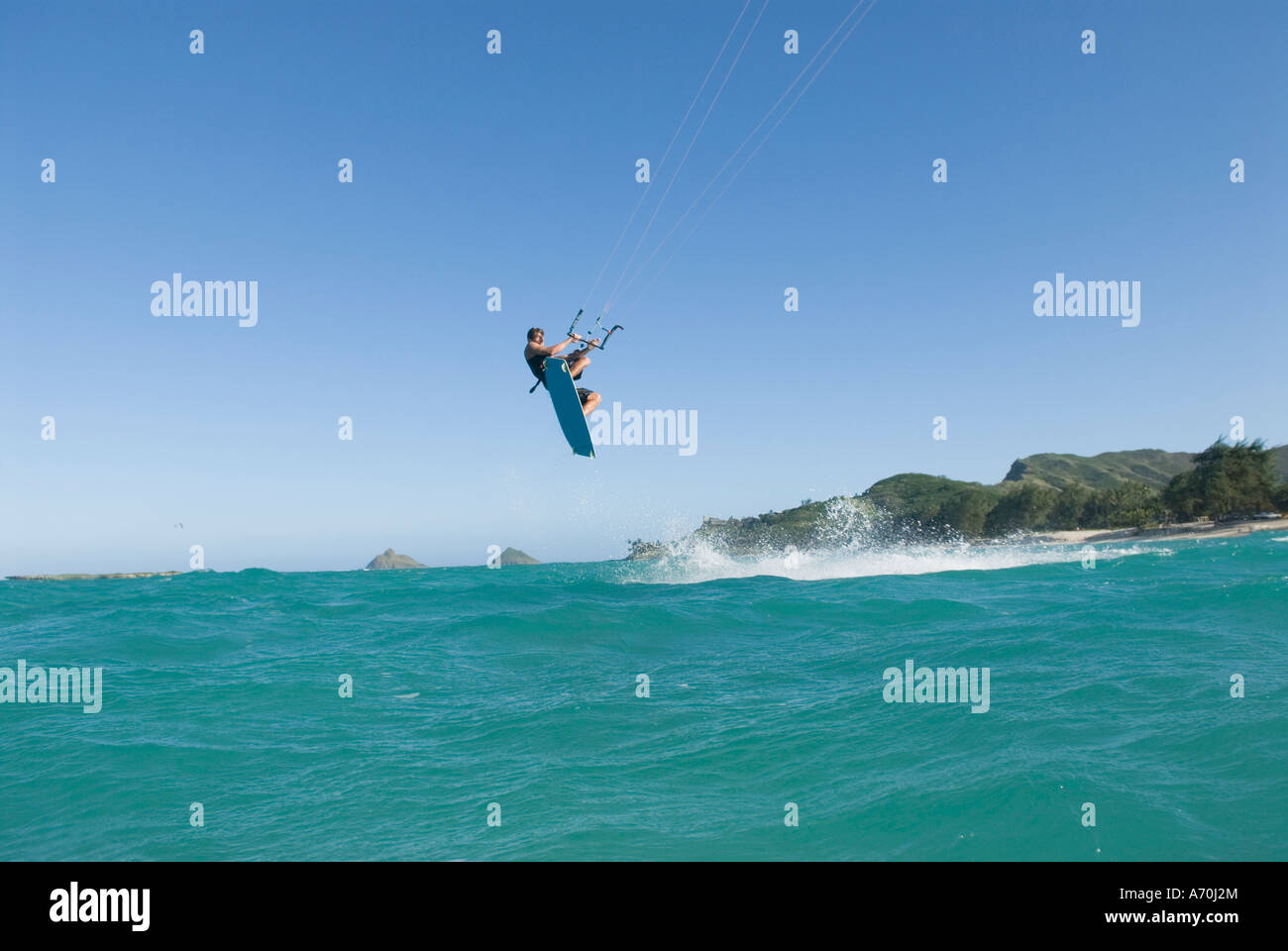 Kitesurfing, Kailua Bay, Oahu, Hawaii Stock Photo Alamy