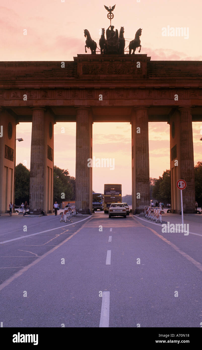 Brandenburg Gate in Berlin at dusk Stock Photo