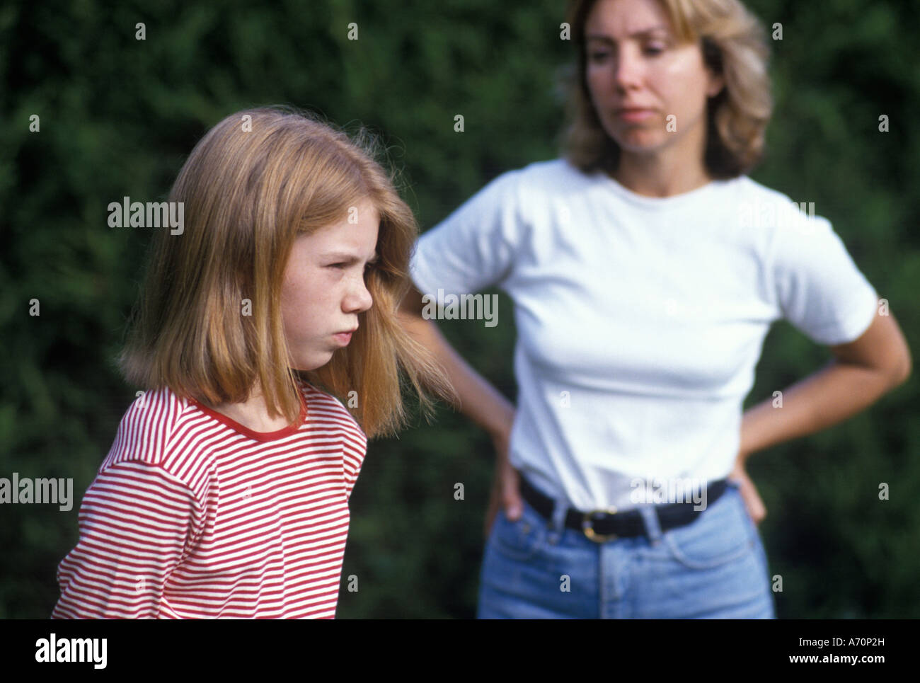 mother and daughter quarrelling Stock Photo