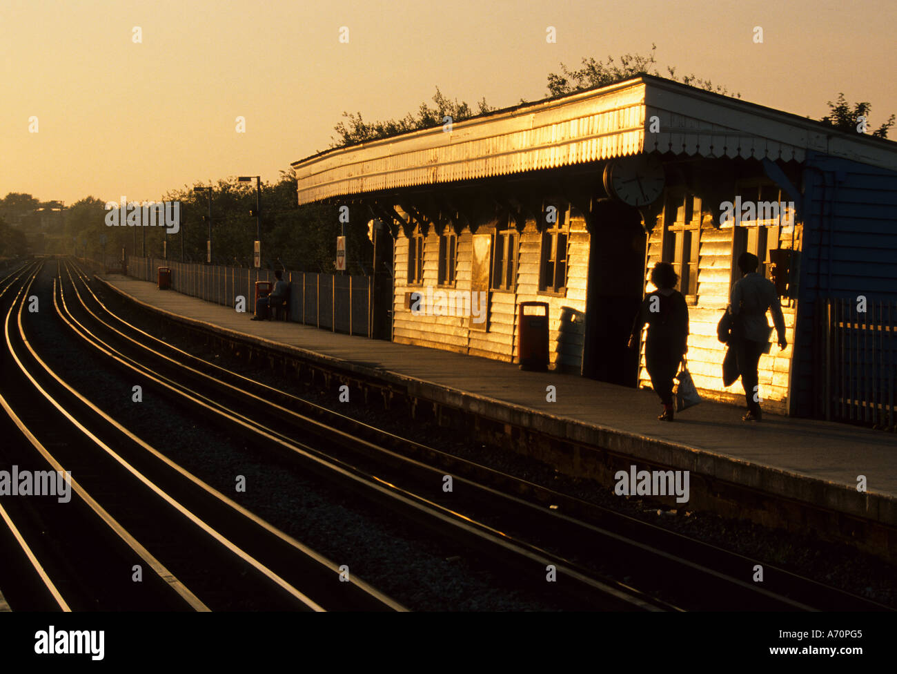 London underground sunset station tube railway Stock Photo