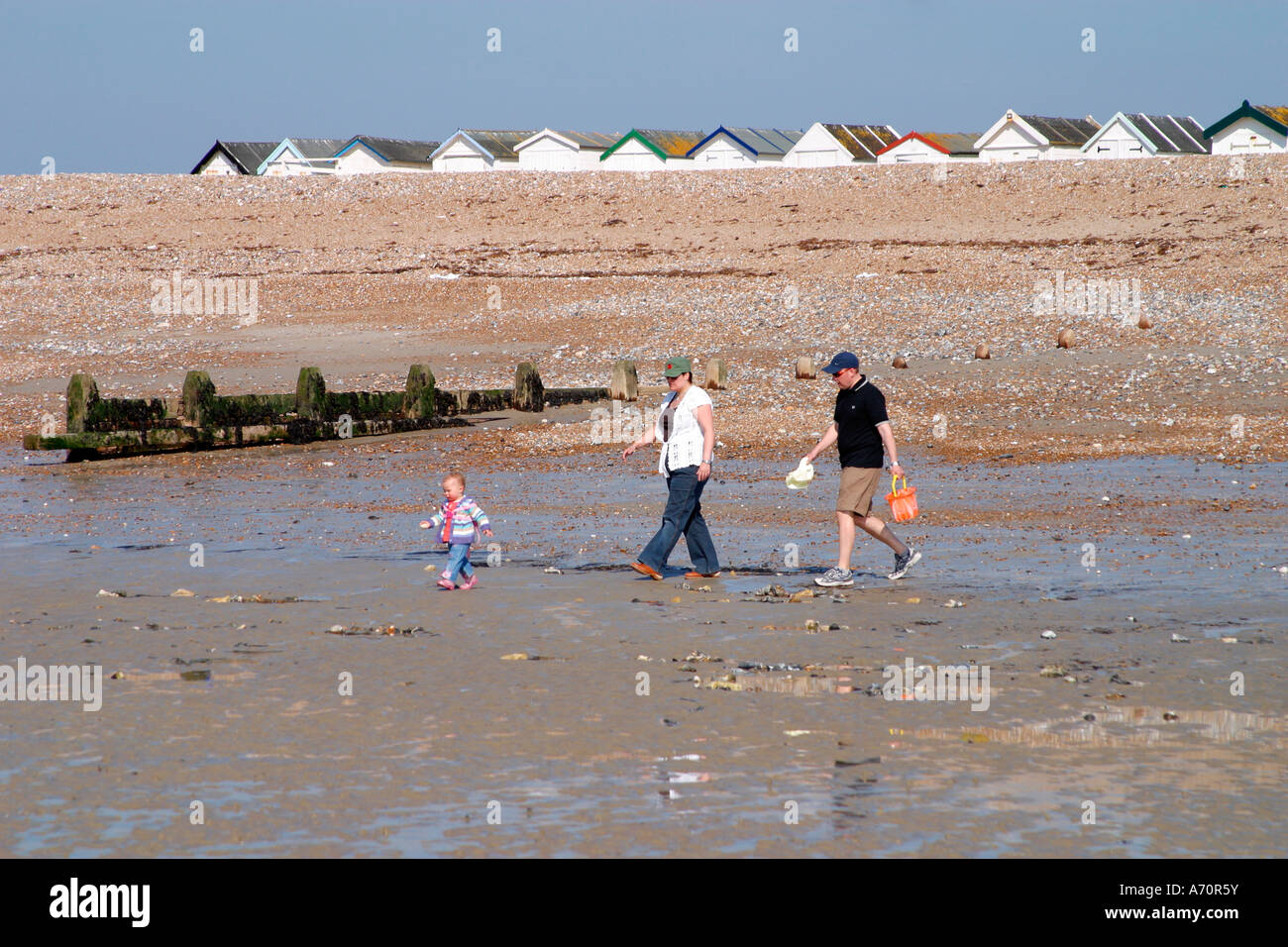 Family having a day out at the seaside, Goring-by-Sea, West Sussex, England, UK Stock Photo