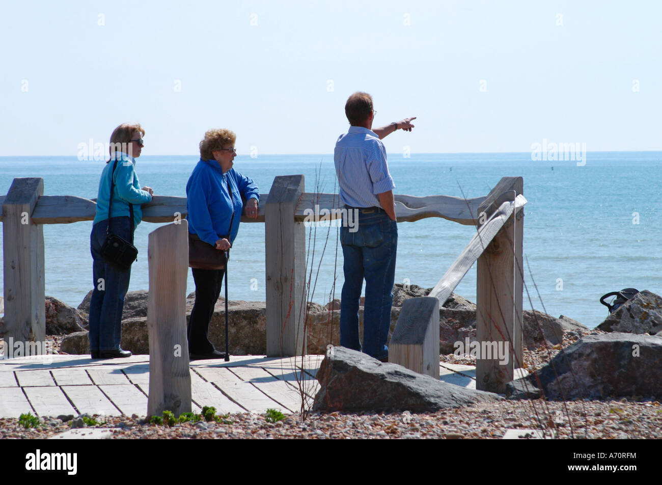 Holidaymakers on Beach at GoringbySea, West Sussex, England Stock