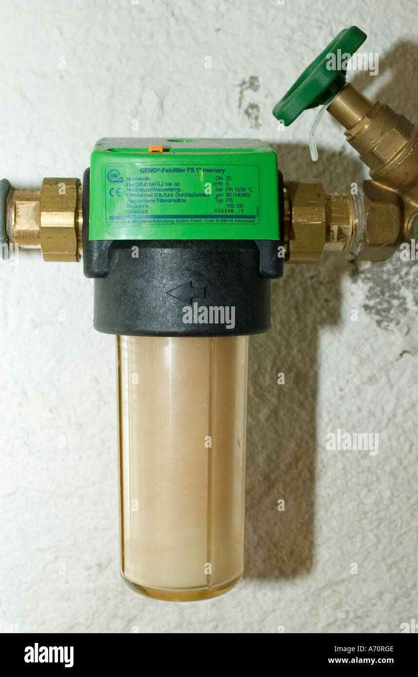 Water filter with drain valve Stock Photo Alamy